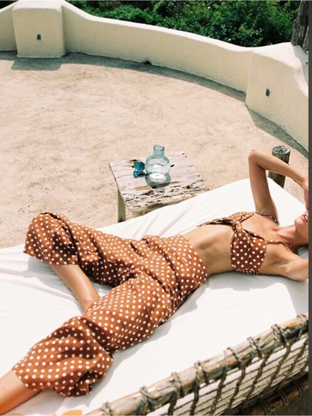 Anthro Faithfull Brown Polka Dot Wide-Leg Linen Pants Tomas Cropped pant 6 EUC - Picture 4 of 16